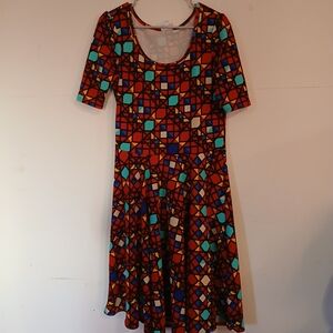 LuLa Roe Size L Colorful Dress